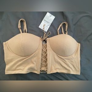CALLIPYGIAN TIE FRONT BRA CROP TOP (BEIGE)